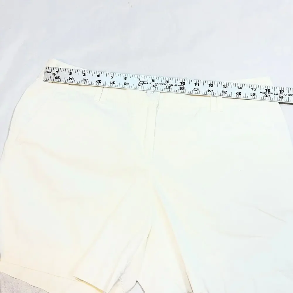 Ann Taylor LOFT Shorts Lot 3 Women 10 White Beige Geometric Linen Blend Casual